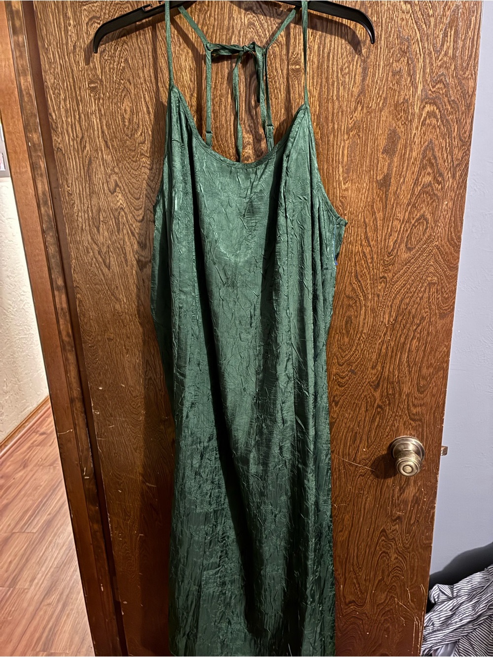 Terra & Sky Emerald Green Slip Maxi Dress with Tie Straps